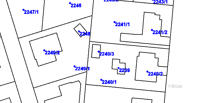 Parcela st. 2240/3 v KÚ Kunratice, Katastrální mapa