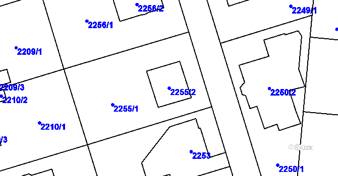 Parcela st. 2255/2 v KÚ Kunratice, Katastrální mapa