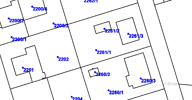Parcela st. 2261/1 v KÚ Kunratice, Katastrální mapa