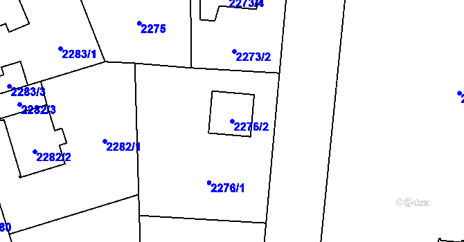 Parcela st. 2276/2 v KÚ Kunratice, Katastrální mapa