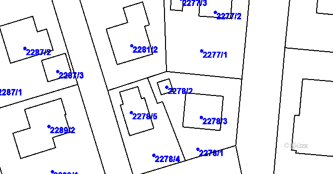 Parcela st. 2278/2 v KÚ Kunratice, Katastrální mapa