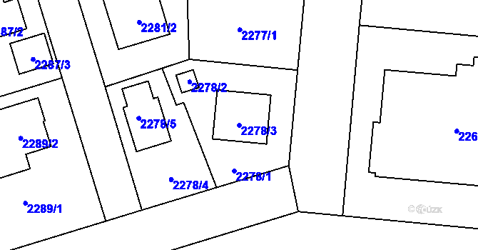 Parcela st. 2278/3 v KÚ Kunratice, Katastrální mapa