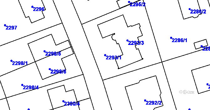 Parcela st. 2293/1 v KÚ Kunratice, Katastrální mapa