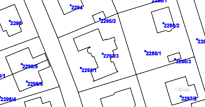 Parcela st. 2293/3 v KÚ Kunratice, Katastrální mapa