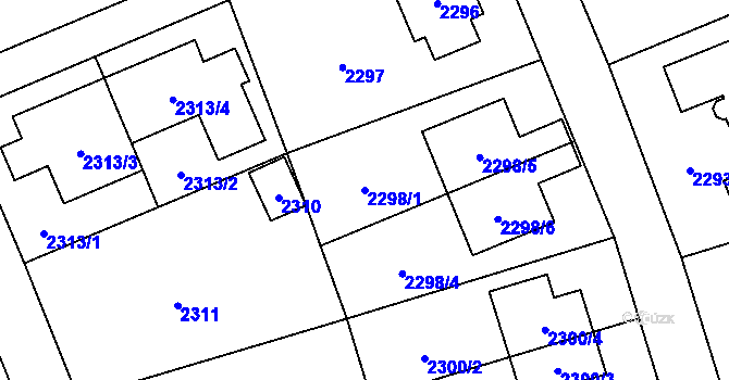 Parcela st. 2298/1 v KÚ Kunratice, Katastrální mapa
