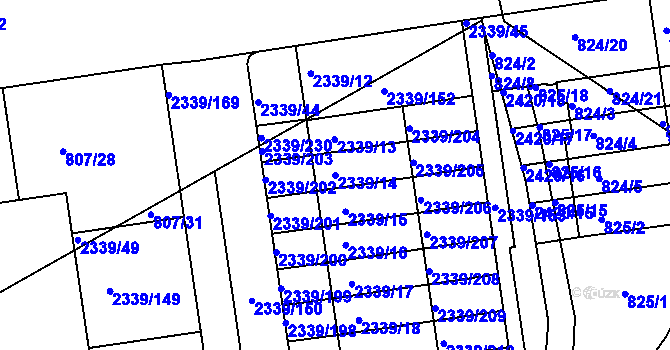 Parcela st. 2339/14 v KÚ Kunratice, Katastrální mapa