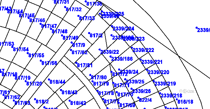 Parcela st. 2339/23 v KÚ Kunratice, Katastrální mapa