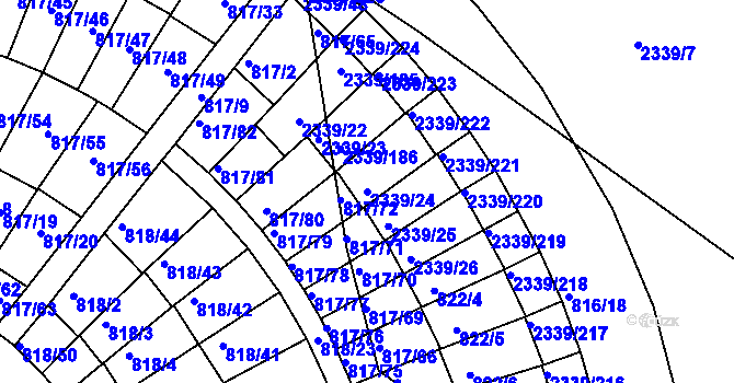 Parcela st. 2339/24 v KÚ Kunratice, Katastrální mapa