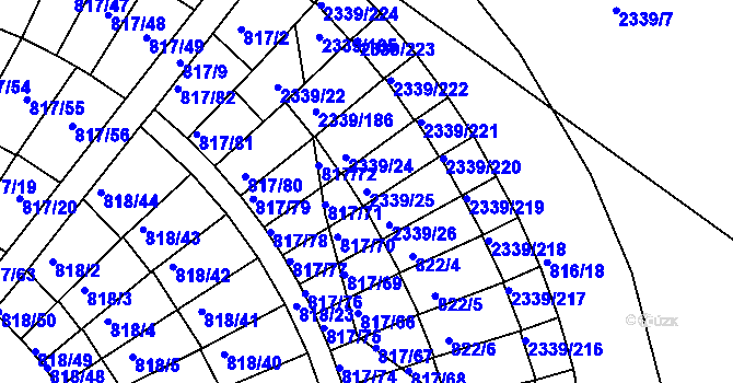 Parcela st. 2339/25 v KÚ Kunratice, Katastrální mapa