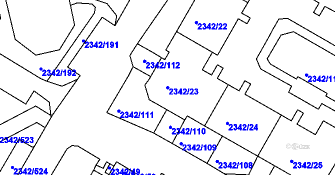 Parcela st. 2342/23 v KÚ Kunratice, Katastrální mapa