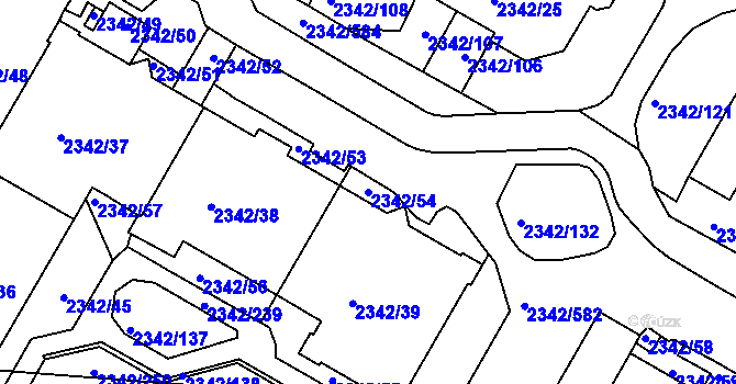 Parcela st. 2342/54 v KÚ Kunratice, Katastrální mapa