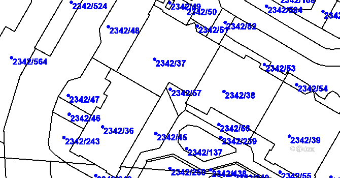 Parcela st. 2342/57 v KÚ Kunratice, Katastrální mapa