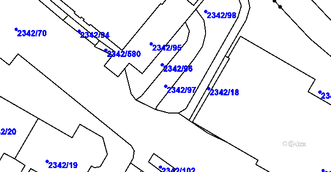 Parcela st. 2342/97 v KÚ Kunratice, Katastrální mapa