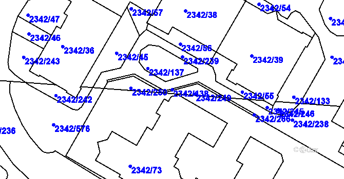 Parcela st. 2342/138 v KÚ Kunratice, Katastrální mapa