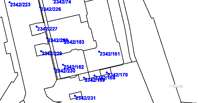 Parcela st. 2342/161 v KÚ Kunratice, Katastrální mapa