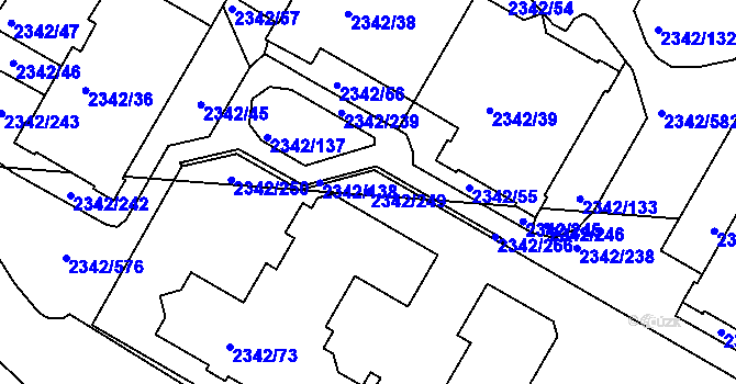 Parcela st. 2342/249 v KÚ Kunratice, Katastrální mapa
