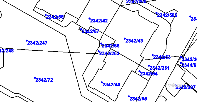 Parcela st. 2342/263 v KÚ Kunratice, Katastrální mapa