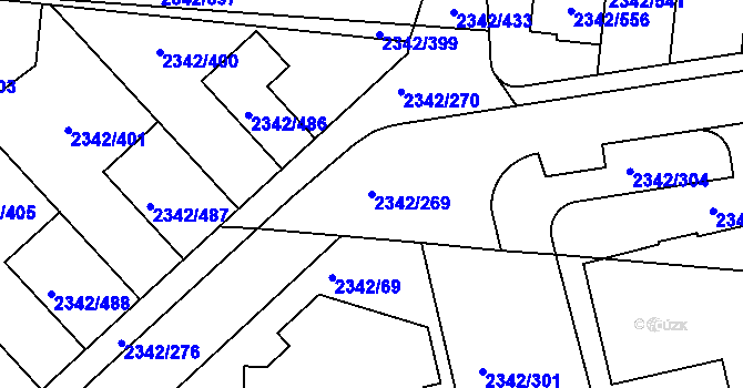 Parcela st. 2342/269 v KÚ Kunratice, Katastrální mapa