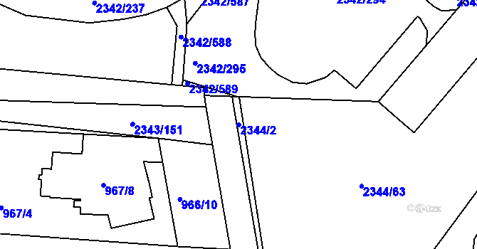Parcela st. 2344/2 v KÚ Kunratice, Katastrální mapa