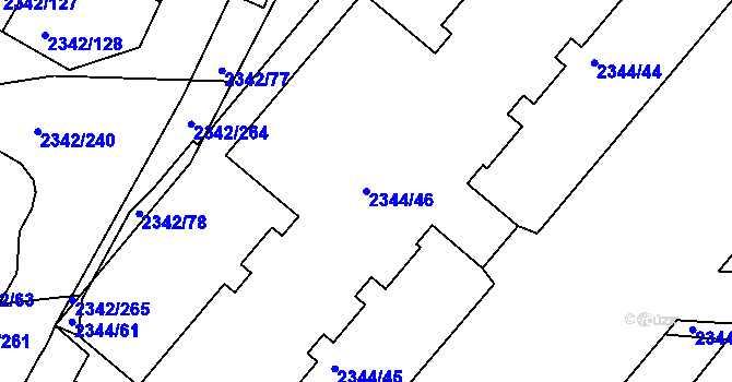 Parcela st. 2344/46 v KÚ Kunratice, Katastrální mapa