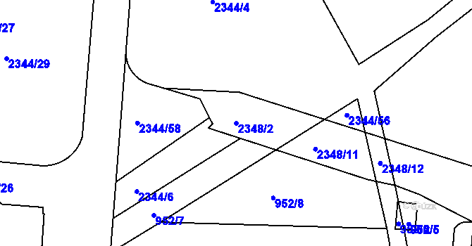 Parcela st. 2348/2 v KÚ Kunratice, Katastrální mapa