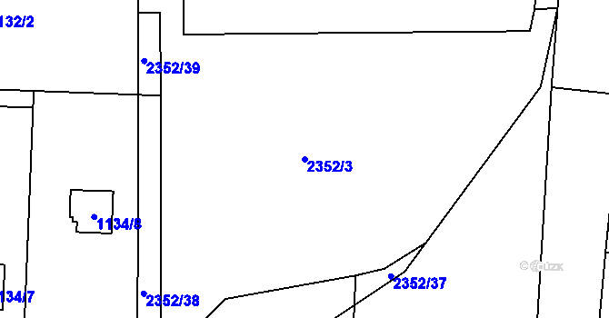 Parcela st. 2352/3 v KÚ Kunratice, Katastrální mapa