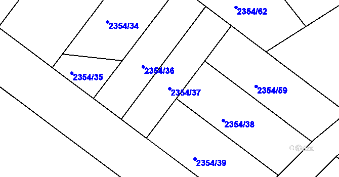 Parcela st. 2354/37 v KÚ Kunratice, Katastrální mapa