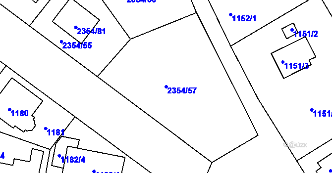 Parcela st. 2354/57 v KÚ Kunratice, Katastrální mapa