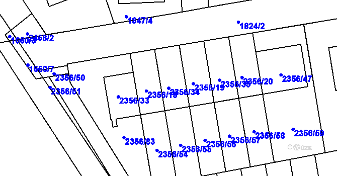 Parcela st. 2356/34 v KÚ Kunratice, Katastrální mapa