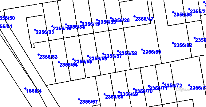 Parcela st. 2356/57 v KÚ Kunratice, Katastrální mapa