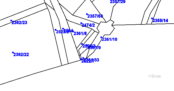 Parcela st. 2361/9 v KÚ Kunratice, Katastrální mapa