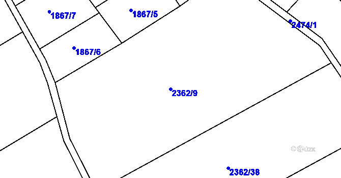 Parcela st. 2362/9 v KÚ Kunratice, Katastrální mapa