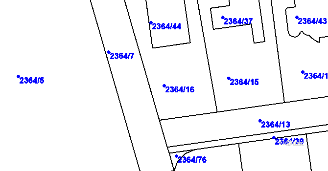 Parcela st. 2364/16 v KÚ Kunratice, Katastrální mapa