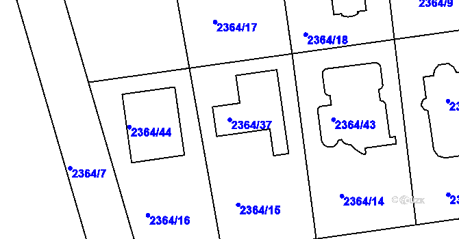 Parcela st. 2364/37 v KÚ Kunratice, Katastrální mapa