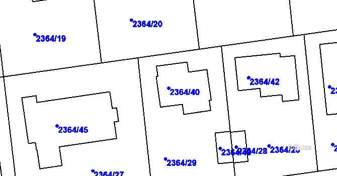 Parcela st. 2364/40 v KÚ Kunratice, Katastrální mapa