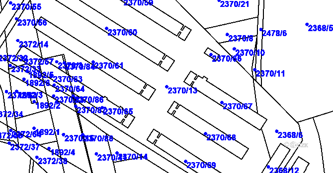 Parcela st. 2370/13 v KÚ Kunratice, Katastrální mapa