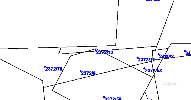 Parcela st. 2372/12 v KÚ Kunratice, Katastrální mapa