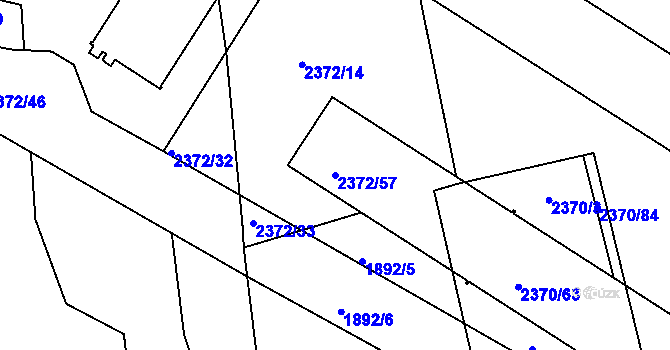 Parcela st. 2372/57 v KÚ Kunratice, Katastrální mapa