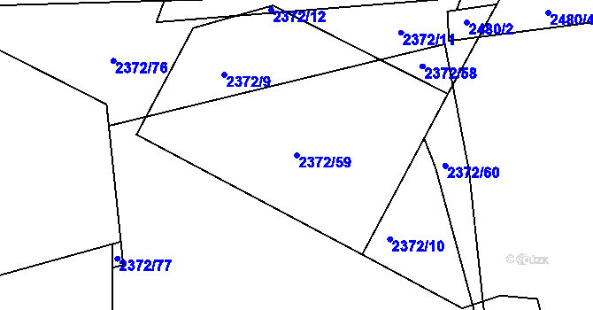 Parcela st. 2372/59 v KÚ Kunratice, Katastrální mapa