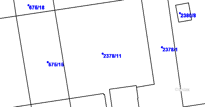 Parcela st. 2378/11 v KÚ Kunratice, Katastrální mapa