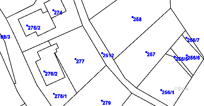 Parcela st. 2512 v KÚ Kunratice, Katastrální mapa