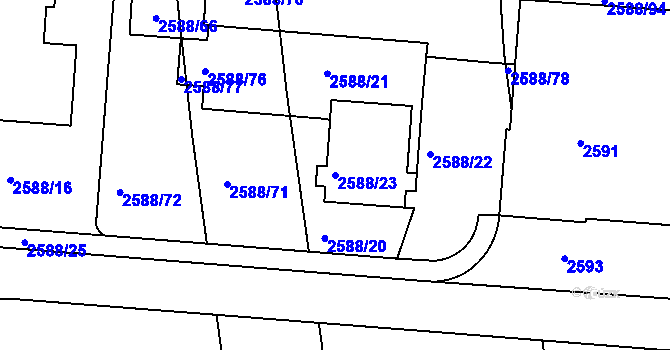 Parcela st. 2588/23 v KÚ Kunratice, Katastrální mapa