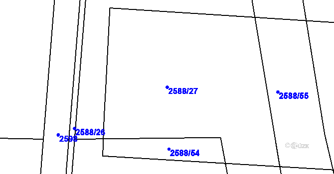 Parcela st. 2588/27 v KÚ Kunratice, Katastrální mapa