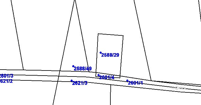 Parcela st. 2588/29 v KÚ Kunratice, Katastrální mapa