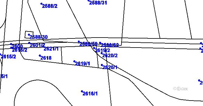Parcela st. 2620/2 v KÚ Kunratice, Katastrální mapa