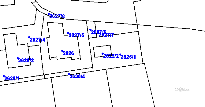 Parcela st. 2625/2 v KÚ Kunratice, Katastrální mapa