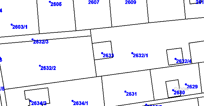 Parcela st. 2633 v KÚ Kunratice, Katastrální mapa