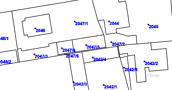 Parcela st. 2047/5 v KÚ Kunratice, Katastrální mapa