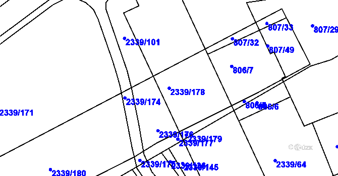 Parcela st. 2339/178 v KÚ Kunratice, Katastrální mapa