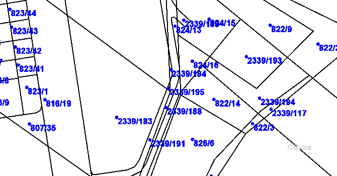 Parcela st. 2339/195 v KÚ Kunratice, Katastrální mapa